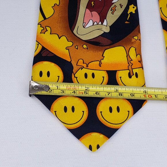 1996 Vintage Looney Tunes Tazmanian Devil Mens NeckTie 4"X55.5" Taz Smiley Face - Picture 5 of 6